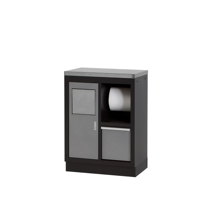 Armario Base Con Portón Y Dispositivos Para Cubo De Basura Y Rollo