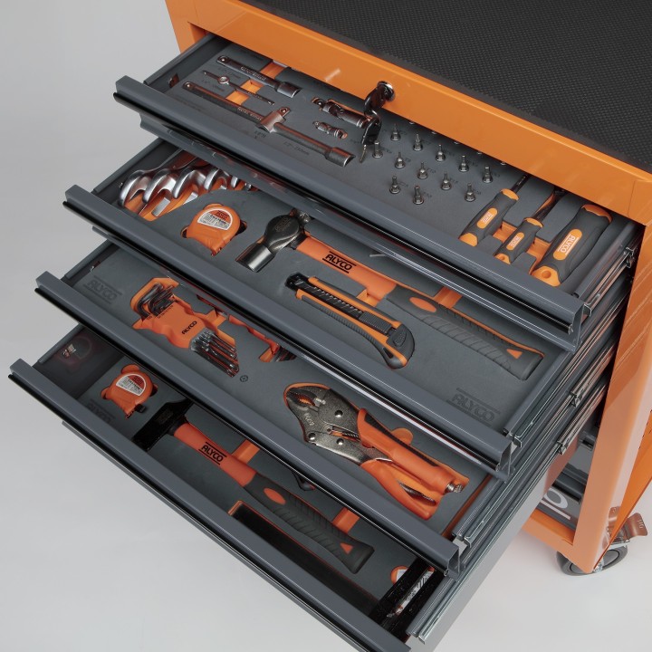 Carro de 6 Cajones con 164 Herramientas Alyco Orange