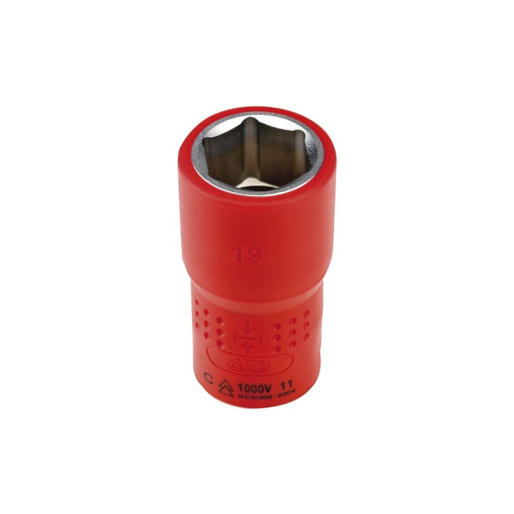 Llave de vaso aislada con boca hexagonal, para aprietes con carracas d