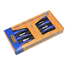 Juego De 6 Destornilladores Con Vaso Hexagonal Con Mango Bimaterial