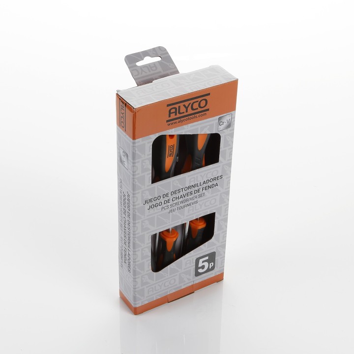 Juego De 5 Destornilladores Plano, Recto Y Ph En Caja Cartón ALYCO