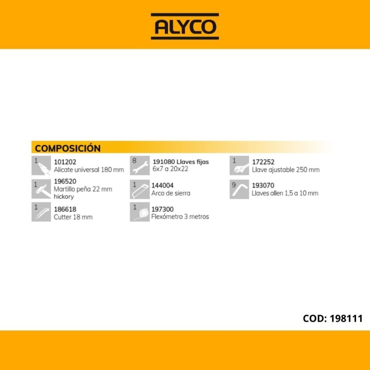 Maleta Trolley de Aluminio de 1 Panel con Herramientas ALYCO