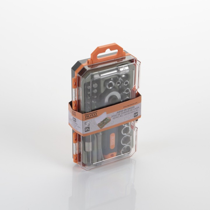 Juego De Llaves De Vaso Y Accesorios 31 Piezas 1/4" ALYCO ORANGE