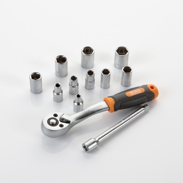 Juego De Llaves De Vaso Y Carraca De 1/4" 12 Piezas ALYCO ORANGE