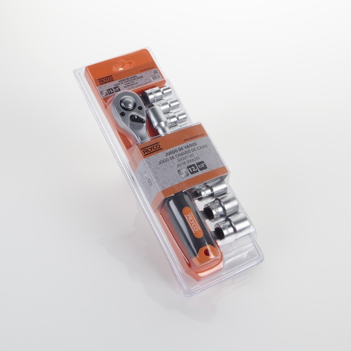 Juego De Llaves De Vaso Y Carraca De 1/2" 12 Piezas ALYCO ORANGE