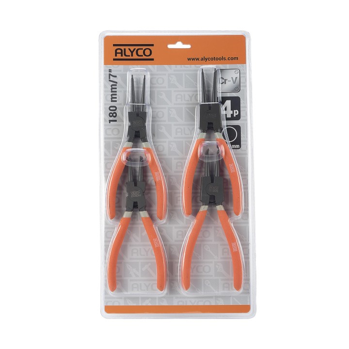 Juego De 4 Alicates Para Arandelas 180 MM En Blister ALYCO ORANGE