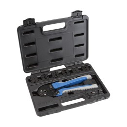 Juego de prensaterminales con 7 cabezas intercambiables, llave allen