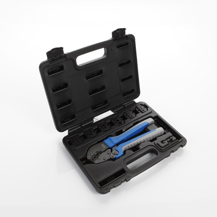 Juego de prensaterminales con 7 cabezas intercambiables, llave allen