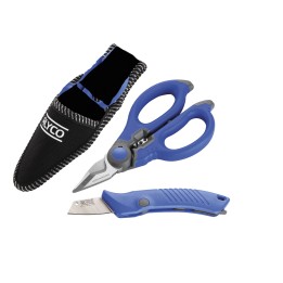 Kit de electricista con tijera y cuchillo pelacables en bolsa de